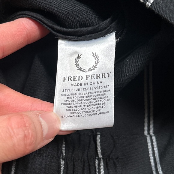 Vintage Y2K Fred Perry Striped Black White Viscose Blend Bomber Jacket Mens 42 - Picture 11 of 12